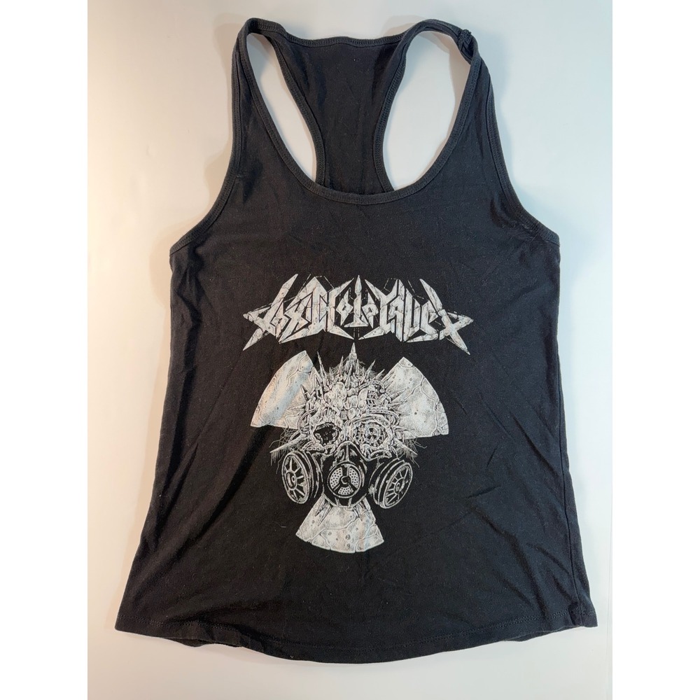 Toxic Holocaust Band Tank Top Black Racerback Gas Mask Skull Graphic Small